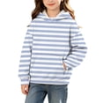 thumbnail image 2 of Ashirexll Girls Hoodies Striped Printed Hooded Pullover with Front Pocket for Big Girls Warm Layer 3-14 Years, 2 of 7