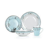 Disney Frozen 2 Anna & Elsa Ceramic Dining Set Collection | 16-Piece Dinner Set