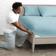thumbnail image 4 of Bare Home Fitted Bottom Sheet Premium 1800 Ultra-Soft Wrinkle Resistant Microfiber, Hypoallergenic, Deep Pocket (Twin XL, Light Blue), 4 of 4