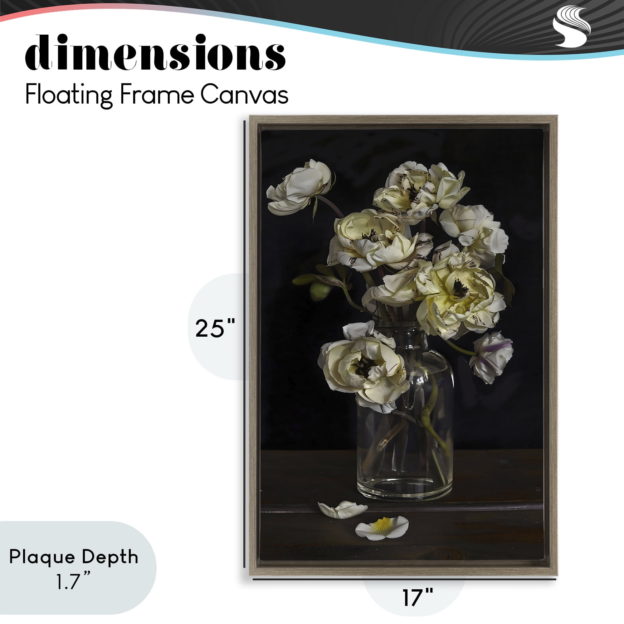 Stupell Industries Elegant Arrangement of Cream Blossoms Brown Framed Floater Canvas Wall Art, design by Creative Studio