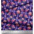 thumbnail image 3 of Soimoi Blue Cotton Poplin Fabric Feather & Ranunculus Floral Decor Fabric Printed Yard 42 Inch Wide, 3 of 3