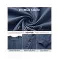 thumbnail image 5 of GRIUNS Mens Henley Shirts Long Sleeve T-Shirt Casual Classic Soft Stretch Pullover Tees Navy Blue L, 5 of 8
