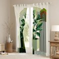 thumbnail image 3 of Homewish Tropical Monstera Leaf Black Out Curtains,Modern Geometric Striped Curtains Pack of 2 (42x63 Each),Green Beige Bedroom Curtains For Adults,Super Cozy Room Decor, 3 of 6
