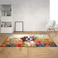 thumbnail image 2 of Welcome Spring Summer Saint Bernard Portrait Flower Blue Sky Indoor Rug St Dog Lover Carpet Living Bed Room Sofa Home Decor - 12001, 2 of 5