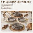 thumbnail image 6 of Vesteel Dinnerware Sets for 2, 8-Piece Stoneware Plates and Bowls Set, Dishes Set for Home Restaurant, Microwave and Dishwasher Safe, Cappuccino Brown, 6 of 10