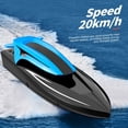 thumbnail image 4 of LEEYNEER Rechargeable 2.4GHz RC Boat with LED Lights - High Speed Remote Control Boat for Pools & Lakes  180ft Range  20km/h  25 Min Playtime - Blue LED Night Racing Boat for Kids & Adult, 4 of 7