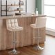 thumbnail image 2 of JJUN Bar Stools Modern Pu Leather Swivel Adjustable Hydraulic Bar Stool Square Counter Height Stool Set of 2 (Khaki), 2 of 8