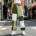 thumbnail image 6 of Inleife Women's Color Block Patchwork Jogger Sweatpants, High Waist Drawstring Cuffed Ankle Casual Long Pants with Side Pockets for Winter, 6 of 6