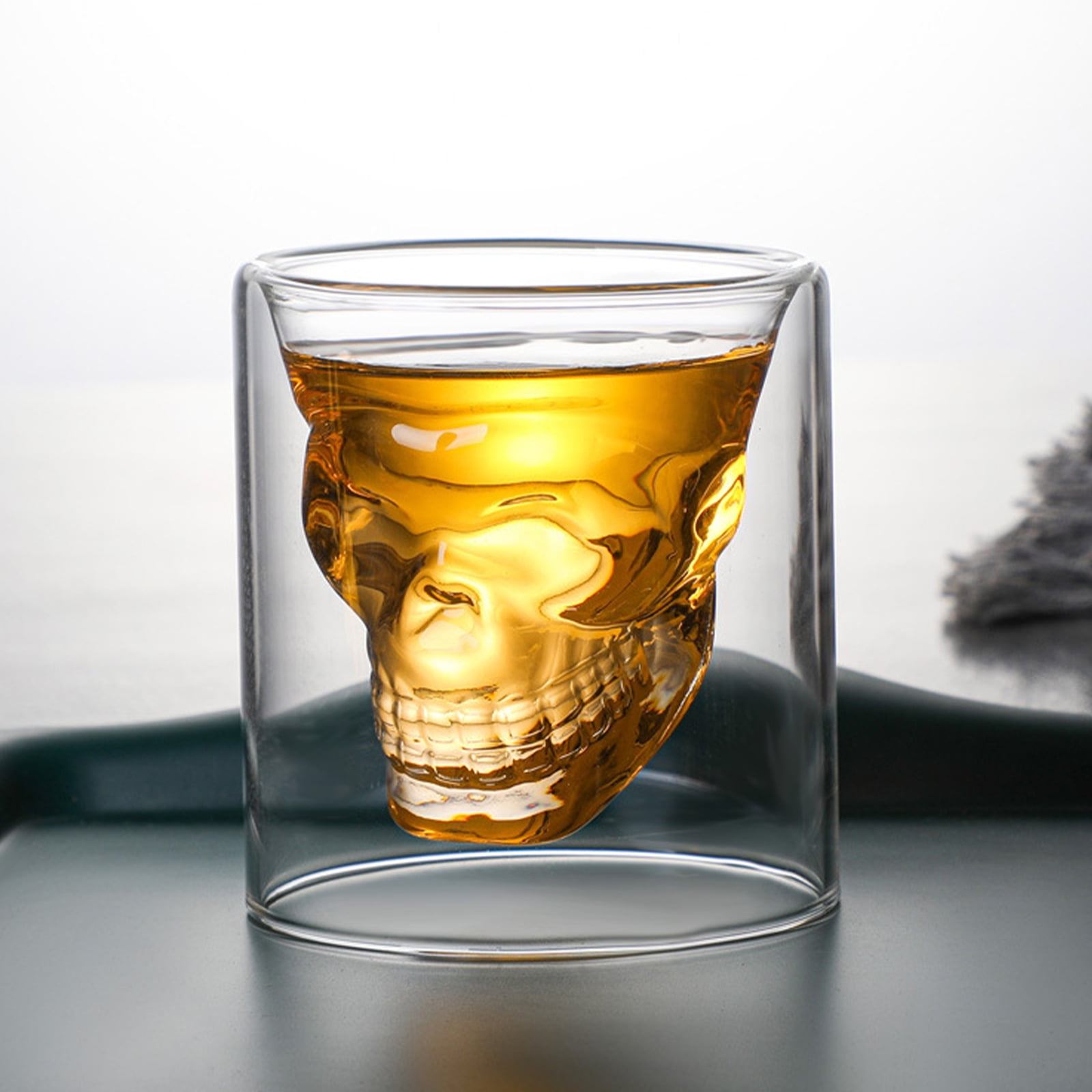 BEIJIALY Verres à Shot Avec Visage De Crâne, Verre De Cristal Tête De Crâne Gobelet Transparent