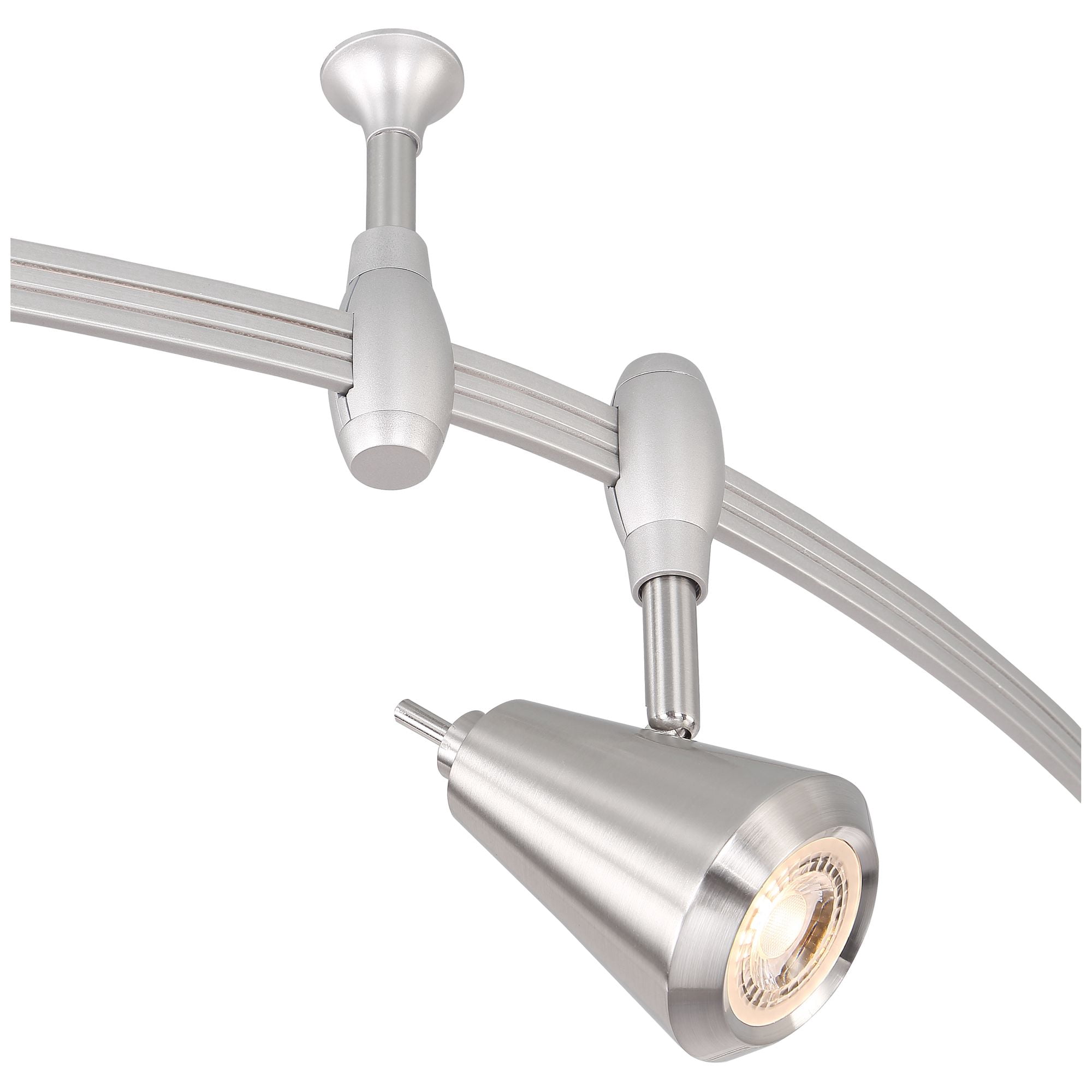 Pro Track Ali 6-Light Heads LED Ceiling Track Light Fixture Kit Dimmable Monorail Brushed Nickel Finish Modern Kitchen 108" Wide