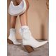 thumbnail image 4 of Faux Leather Pointy Toe Stacked Block Heel Boots, 4 of 4