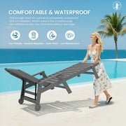 SERWALL Patio Chaise Lounge Chair Set of 2, 78'' Long 5-Positions Adjustable HDPE Outdoor Lounge Chair Grey