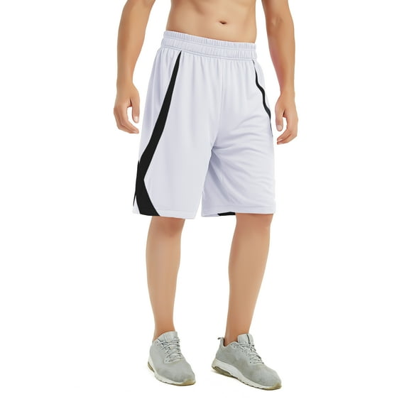 TOPTIE Men's Lounge Walking Shorts Pajama Active Athletic Shorts, for Football MMA, No Pockets-White-XL