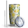 thumbnail image 2 of 20 Oz Lemon Coffee Tumbler Double Wall Insulated Stainless Steel Water Bottle | Metal Reusable Thermoses Flask with Cup Cap | Leak & Sweat Proof with Anti-Dust Lid, 2 of 7
