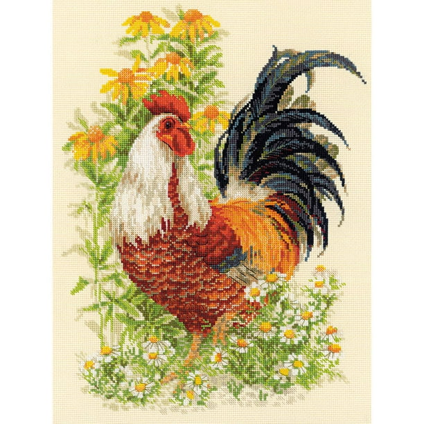 Rooster Counted Cross-Stitch Kit, 11.75" x 15.75", 14-Count - Walmart