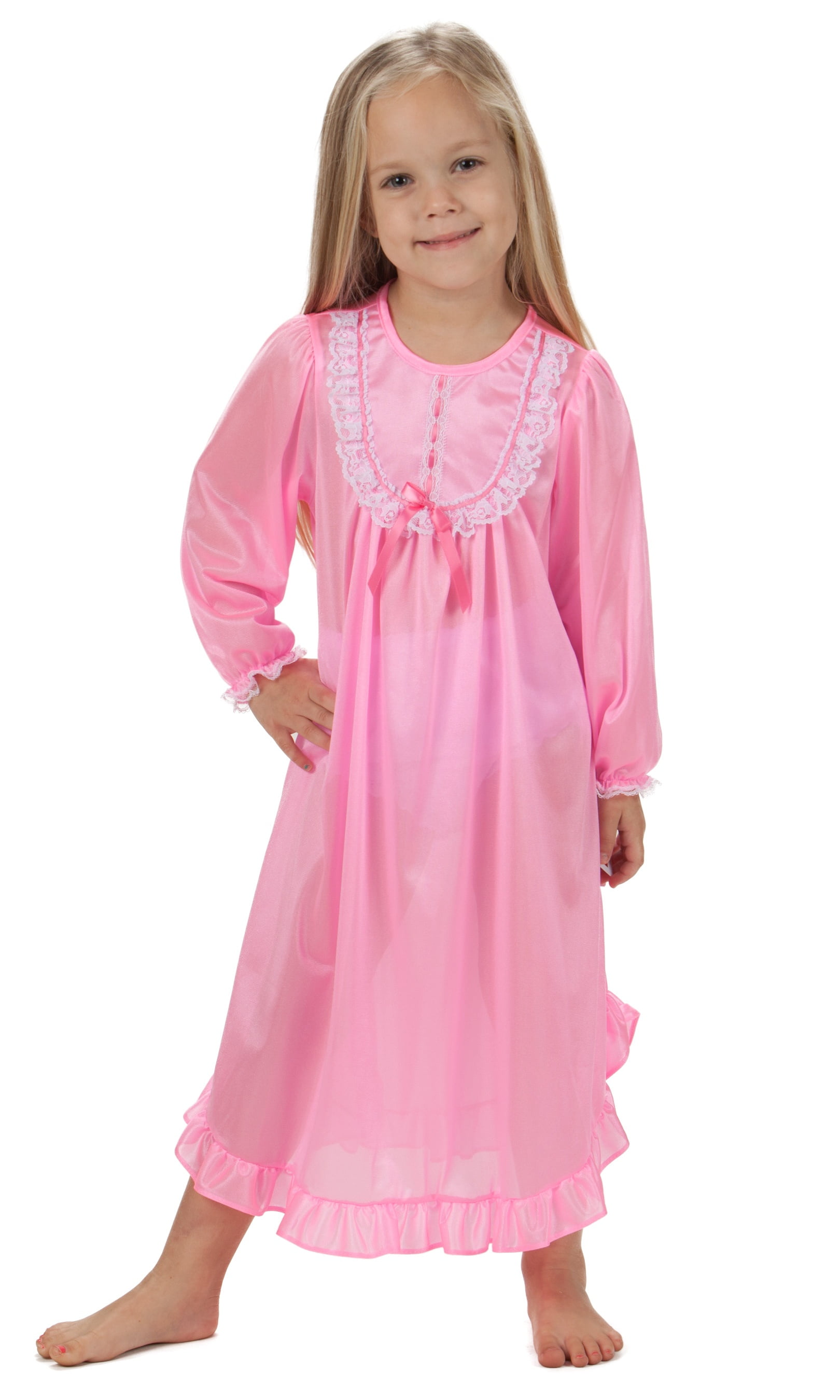 Solid Colors Long Sleeve Traditional Nightgown for Girls, 4 - 14 ...