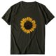 thumbnail image 5 of Gibobby Playera de Manga Corta Casual Suave Blusa manga corta con cuello redondo y estampado girasol talla grande para mujer(Verdemilitary,XL), 5 of 5