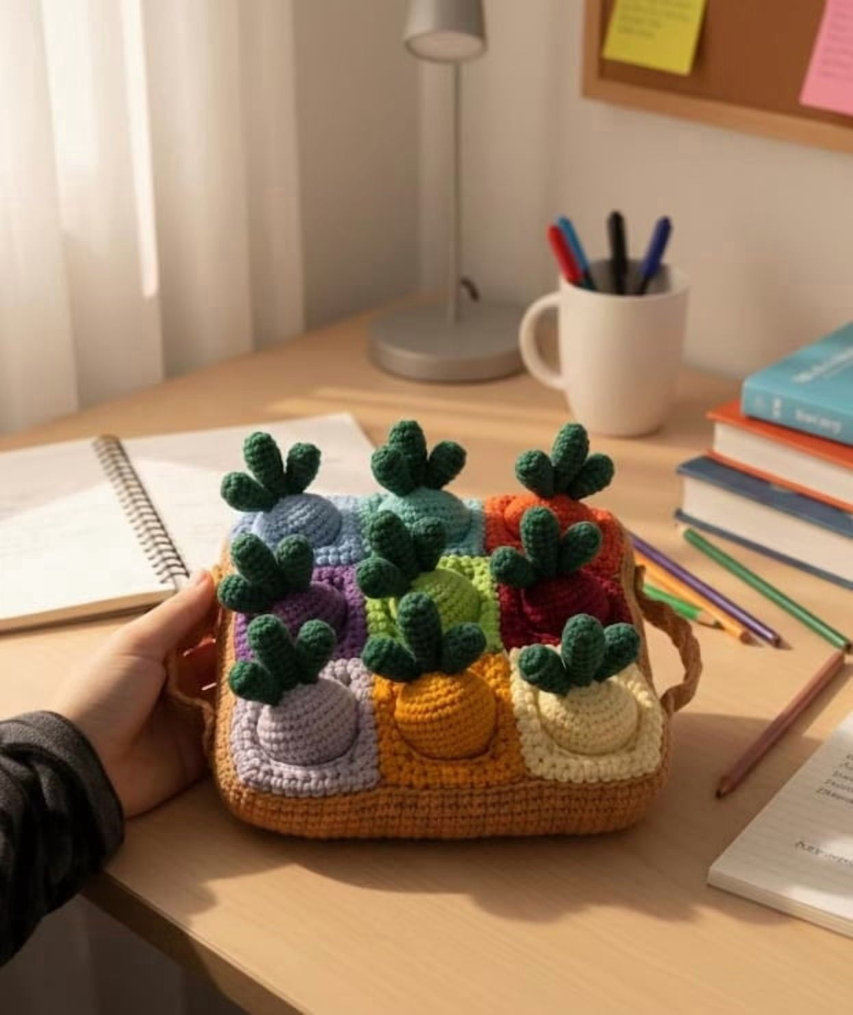 Crochet Carrot Dog Chew Toy, Handmade Soft Durable Yarn Color Classification Pet Enrichment Toy, Anti-Tear Non-Shedding for Puppy Interactive Teething Chewing Boredom Relief Play