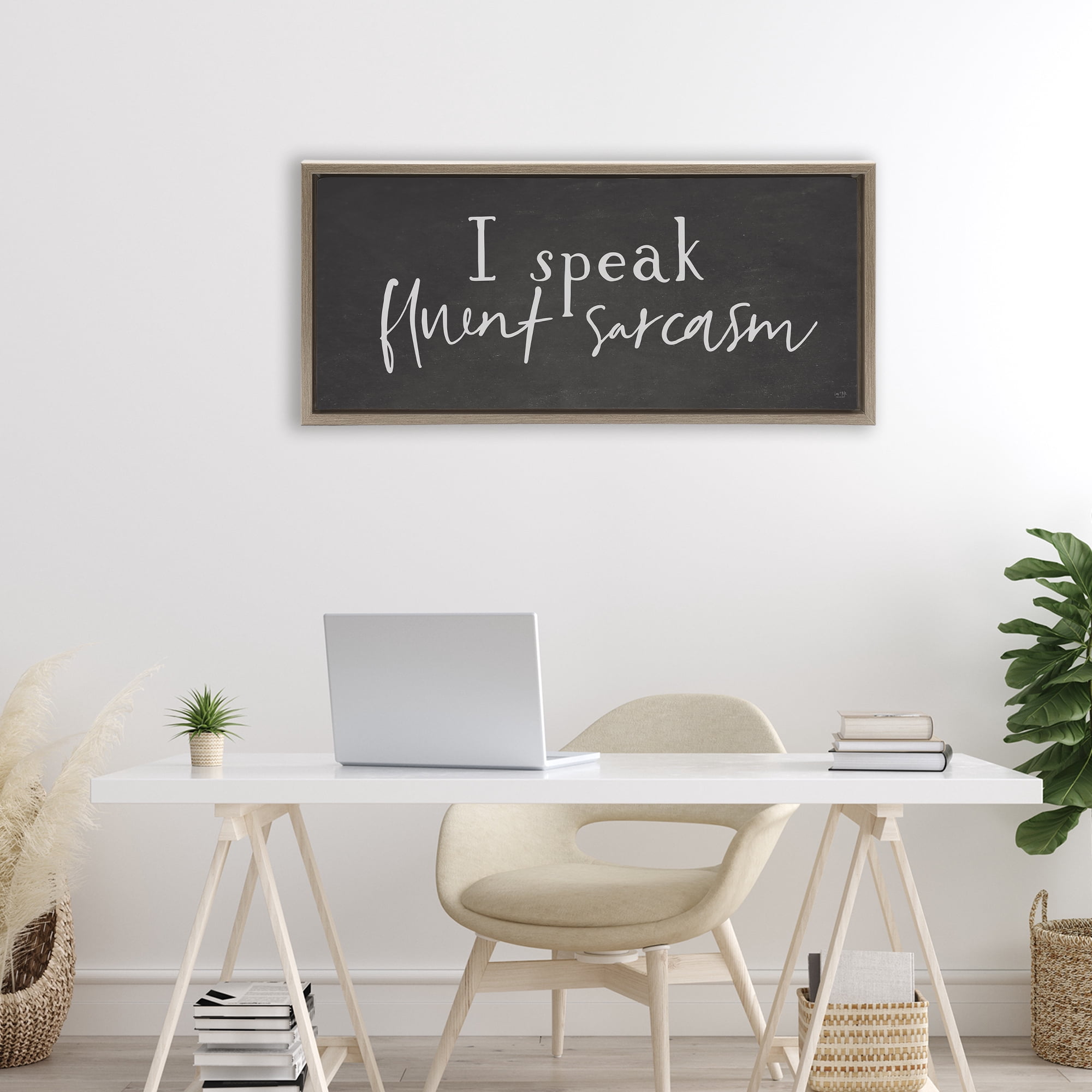 Stupell Industries Fluent Sarcasm Sassy Quote Brown Framed Floater Canvas Wall Art, design by Lux + Me Designs