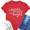 Red, variant on DEXIO Christmas T-Shirts for Women Merry and Bright Xmas Lights Graphic Shirts Holiday Short Sleeve Tops Red XXL