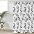 thumbnail image 2 of 72x78 Inch Shower Curtain Ocean Conch Nautilus Bathroom Decor Waterproof Fabric Bathtub Bath Curtains Decorative White Black Coastal Beach Shell Extra Long Shower Curtain Set with Hooks, 2 of 6