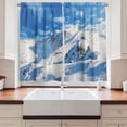 thumbnail image 2 of Ambesonne Winter Kitchen Curtains, Snowy Mountain Ski, 55"x45", White Blue, 2 of 3