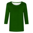 thumbnail image 4 of Yubnlvae Fitted 3/4 Sleeve T-Shirt - Slim-Fit Casual Top for Work, Weekend, Or Layering, Women's Sleeveless Jumpsuit Loose Fit Pocket Romper Summer Beach Cover-Up Dress, Green, 5Xl, 4 of 5