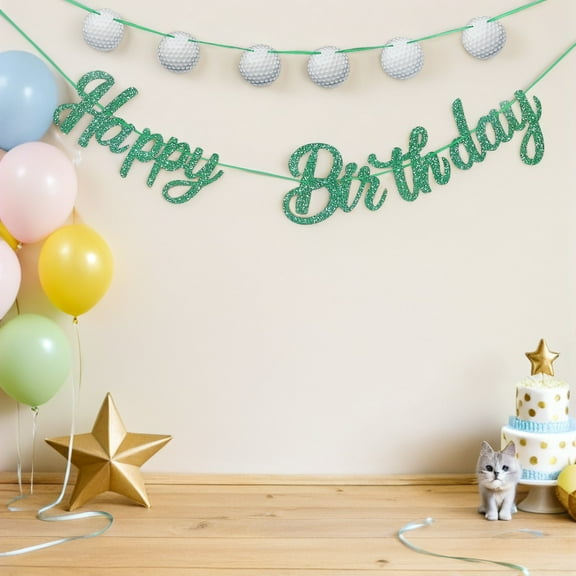 HEANUJJ 2Set Green Golf Birthday Banner with Sport Theme Pennant for Birthday Party Decorations
