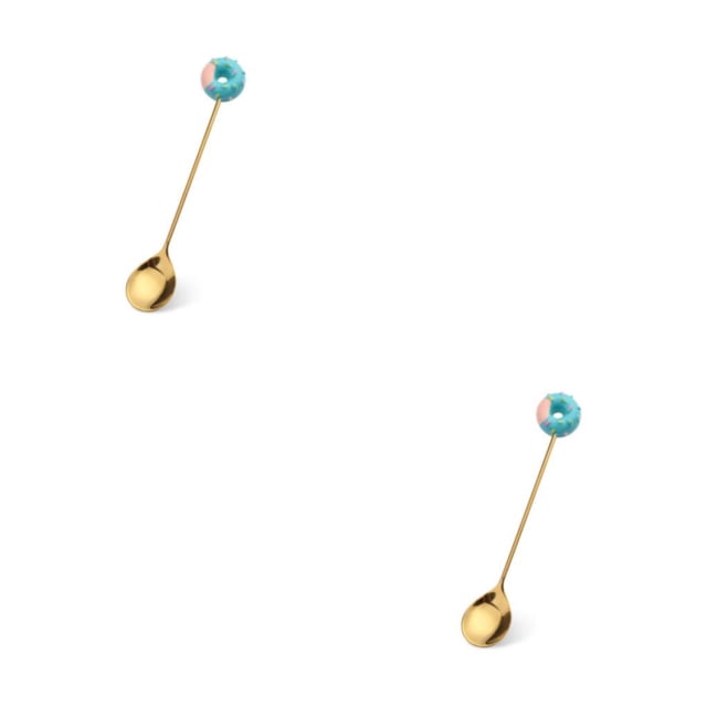 Vajilla Reutilizable Advancent Estilo de Dibujos Animados Acero Inoxidable Cuchara Donut Azul 2piezas