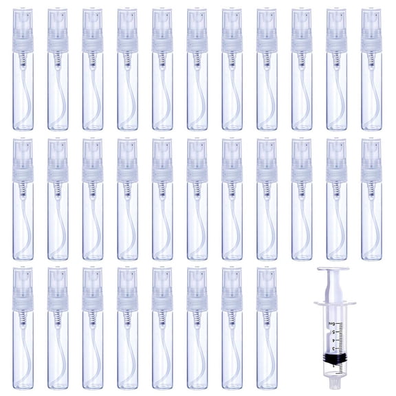 BPPEG 30Pcs 5Ml Portable Mini Refillable Clear Glass Empty, Sprayer Perfume Bottles Cosmetic Atomizers for Travel
