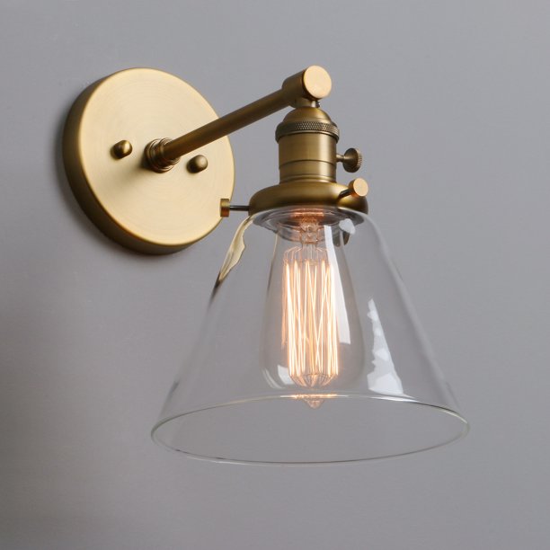 Pathson Industrial Wall Sconce Vintage Funnel Glass Shade Light Fixture