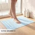 thumbnail image 4 of Yiannan 17x24 Inch Cotton Bath Rug, Soft Absorbent Non Slip Mat, Machine Washable Non Shedding, Fashionable Mat for Bathroom, Kitchen and Laundry,Pale Blue, 4 of 8