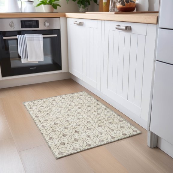 Addison Rugs Chantille Indoor/Outdoor Transitional Geometric Beige Washable Rectangle Rug, 1'8" x 2'6"