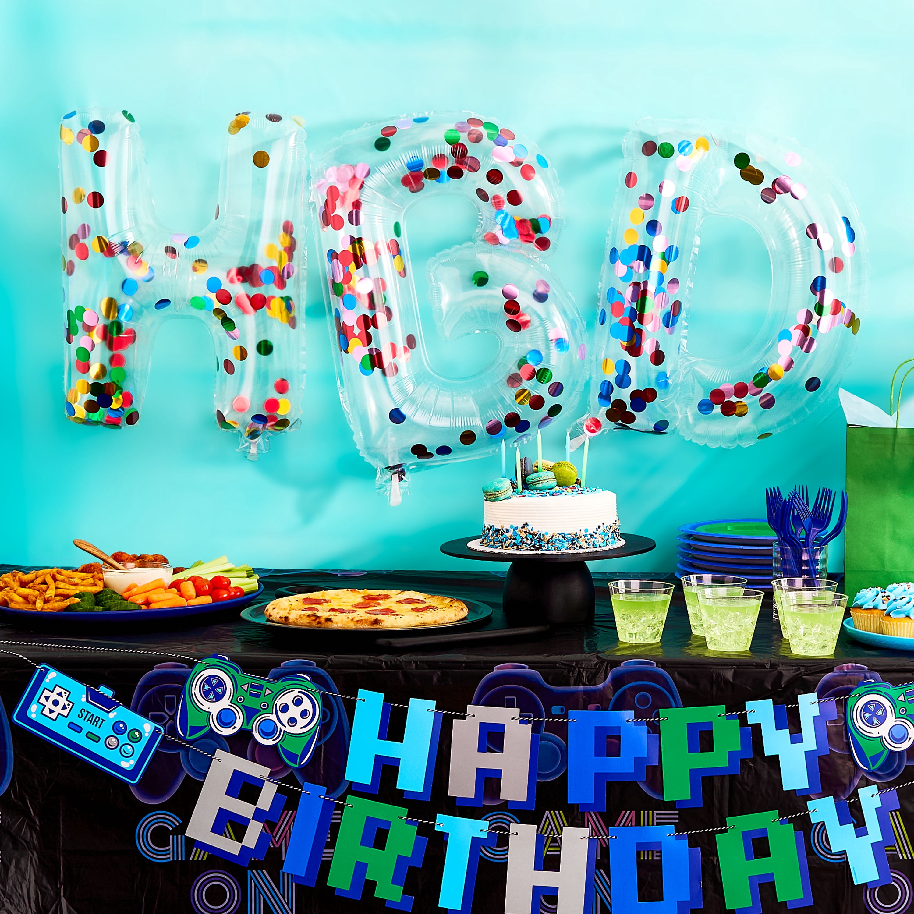 Multi-Color Happy Birthday Confetti Metallic Foil Balloon Banner, 16 Pieces, by Way To Celebrate