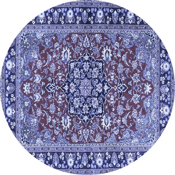 Ahgly Company Machine Washable Indoor Round Persian Blue Traditional Area Rugs, 6' Round