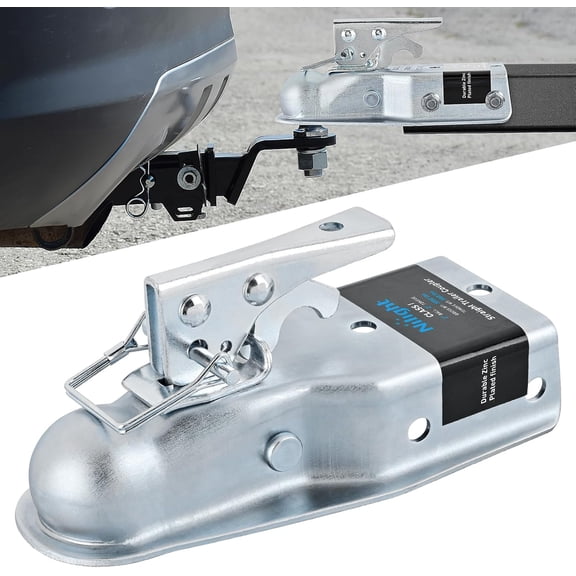 Nilight Straight Trailer Coupler with Security Latch&Chain for 1-7/8 Inch Hitch Ball, 3-Inch Channel,2000 LBS,Heavy Duty Trailler Tongue Coupler for Station Wagon, Truck, Bolted & Welded Installation