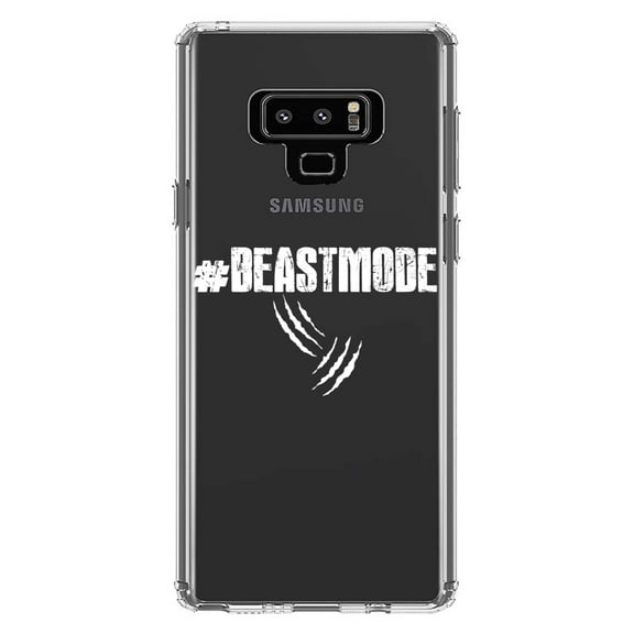DistinctInk Clear Shockproof Hybrid Case for Samsung Galaxy Note 9 - TPU Bumper Acrylic Back Tempered Glass Screen Protector - #Beastmode Beast Mode