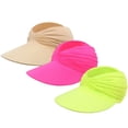 thumbnail image 2 of HuangHuanChen 3pc Sun Visor Hat for Women Wide Brim UPF 50+ UV Protection Lightweight Foldable Ponytail Cap Summer Sun Ha Beach Hats for Women Ponytail Golf Cap Light Yellow One Size, 2 of 6