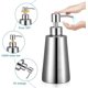 thumbnail image 4 of Dispensador de jabón líquido 350ML + bomba de espuma 304 dispensadores de acero inoxidable para baño cocina loción para manos detergente champú plateado brillar  Electrónica, 4 of 5