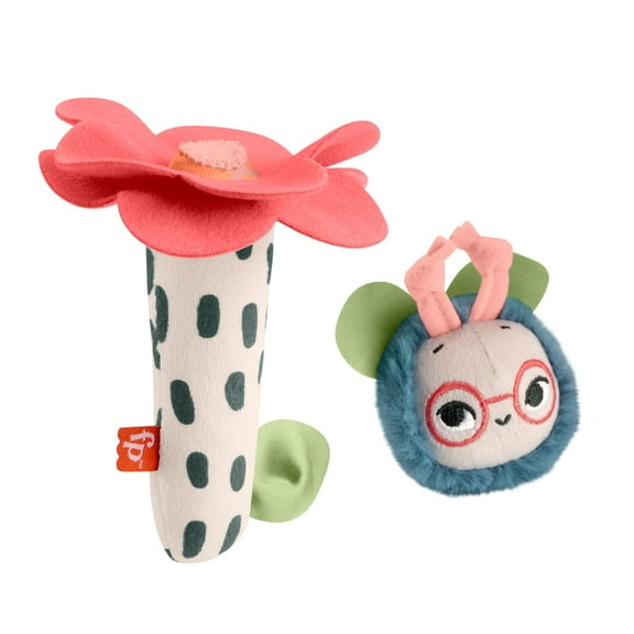 Fisher-Price Planet Friends Shake ‘n Rattle Busy Bee Plush Baby Sensory Toys for Newborns, 2 Pieces