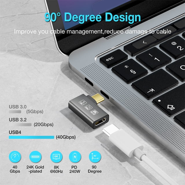 Adaptador Usb C Adaptador USB C 8K HD USB Tipo C a USB4 Adaptador 60hz para PC Laptop (bobinado)