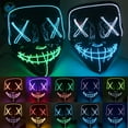 thumbnail image 3 of Deago Halloween Mask LED Light Up EL Wire Cosplay Glowing Mask The Purge Movie Scary Festival Costume with AA Battery, 3 of 4