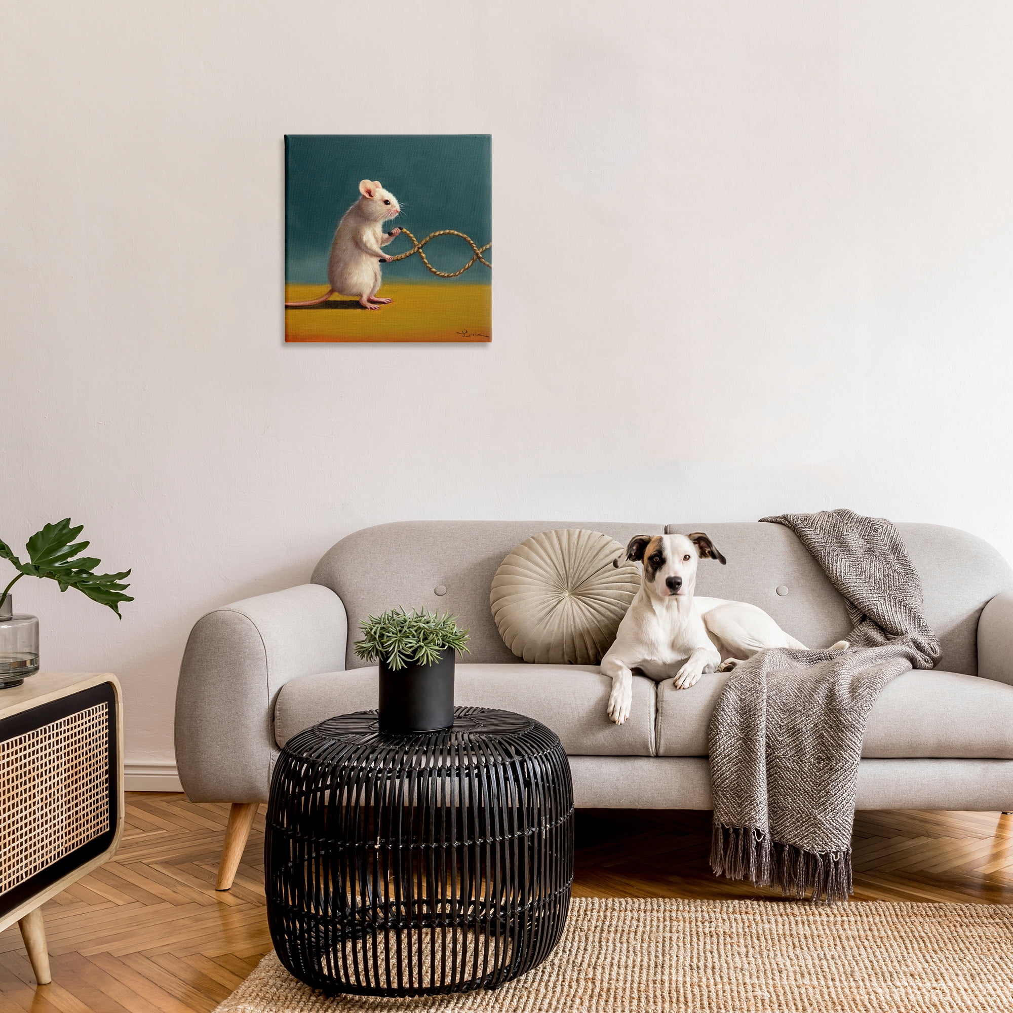Stupell Industries Focused Exercising Mouse Animals & Insects Painting Gallery Wrapped Canvas Art Print Wall Art, 24 x 24