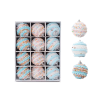 12 Pcs Christmas Pastel Candy Ball Ornaments for Christmas Tree Candy Macaron Shatterproof Foam Balls Hanging Decoration for Xmas Tree Crafts Indoor Wreath Gifts Party Supplies