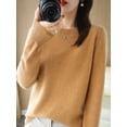 thumbnail image 3 of Autumn Winter Women Wool Sweater O-neck Long Sleeve Pullover Basic Casual Loose Style Famale Clothing Merino Wool Knitwear Tops, 3 of 5