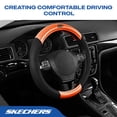 thumbnail image 2 of Skechers Air Cooled Memory Foam Steering Wheel Cover, Breathable Comfort Grip, Soft Leather, All-Season Fit for Cars, SUVs, and Trucks Orange, 2 of 8