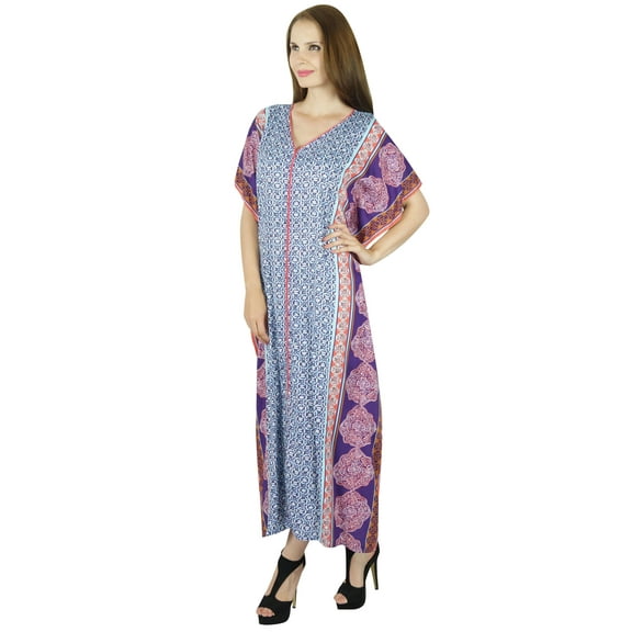 Bimba Women Long Pannel Cotton Kaftan Maxi Gown Smocked Back Caftan Dress