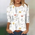 thumbnail image 4 of Camiseta Casual Suelta de Cuello Redondo Impresa para las Mujeres, Camisetas Casuales de Manga 3/4 para las Mujeres Suaves Elásticas, 4 of 4