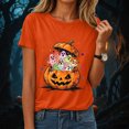 thumbnail image 2 of NOLDARES Halloween Shirts for Women Spooky Season Tshirt Cute Halloween Ghost Tee Fall Casual Short Sleeve Tops(Orange,L), 2 of 8