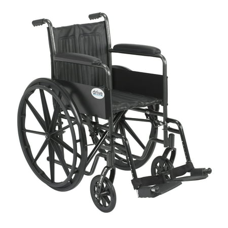 Drive Medical Silver Sport 2 Wheelchair, Non Removable Fixed Arms, Swing away Footrests